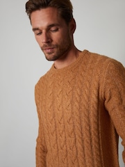 Threadbare Brown Cable Knit Crew Neck Jumper - Image 5 of 5