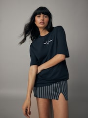 Fred Perry Navy 100% Cotton Woven Mesh Shirt Dress - Image 2 of 6