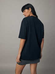 Fred Perry Navy 100% Cotton Woven Mesh Shirt Dress - Image 3 of 6