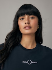 Fred Perry Navy 100% Cotton Woven Mesh Shirt Dress - Image 4 of 6