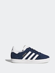 adidas original Navy/White Kids Gazelle Trainers - Image 2 of 9