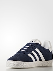 adidas original Navy/White Kids Gazelle Trainers - Image 3 of 9