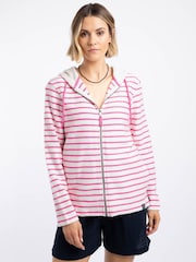 Weird Fish Pink Catalina Striped Full Zip Hoodie - Image 2 of 7