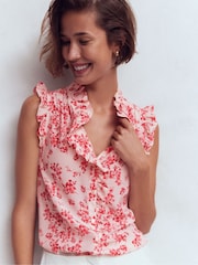 Boden Red Isabel Sleeveless Silk Top - Image 5 of 6