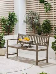Pacific Grey Richmond Light Teak Acacia Wood Bench With Pop Up Table - Image 1 of 4