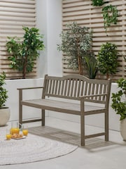 Pacific Grey Richmond Light Teak Acacia Wood Bench With Pop Up Table - Image 2 of 4
