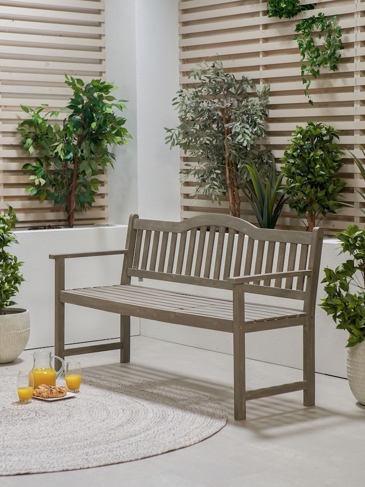 Pacific Grey Richmond Light Teak Acacia Wood Bench With Pop Up Table - Image 2 of 4