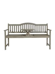 Pacific Grey Richmond Light Teak Acacia Wood Bench With Pop Up Table - Image 3 of 4