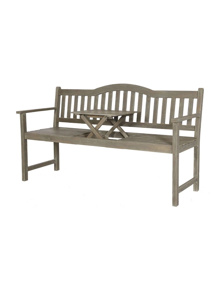Pacific Grey Richmond Light Teak Acacia Wood Bench With Pop Up Table - Image 4 of 4
