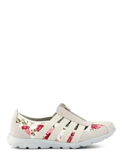 Pavers Beige Floral Wide Fit Casual Slip-On Shoes - Image 1 of 5