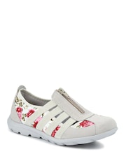 Pavers Beige Floral Wide Fit Casual Slip-On Shoes - Image 2 of 5