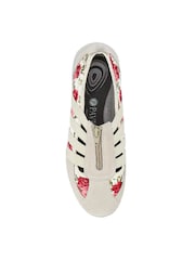 Pavers Beige Floral Wide Fit Casual Slip-On Shoes - Image 4 of 5