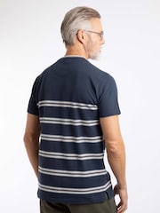 Weird Fish Blue Fjord Pique Stripe Crew Neck T-Shirt - Image 2 of 7