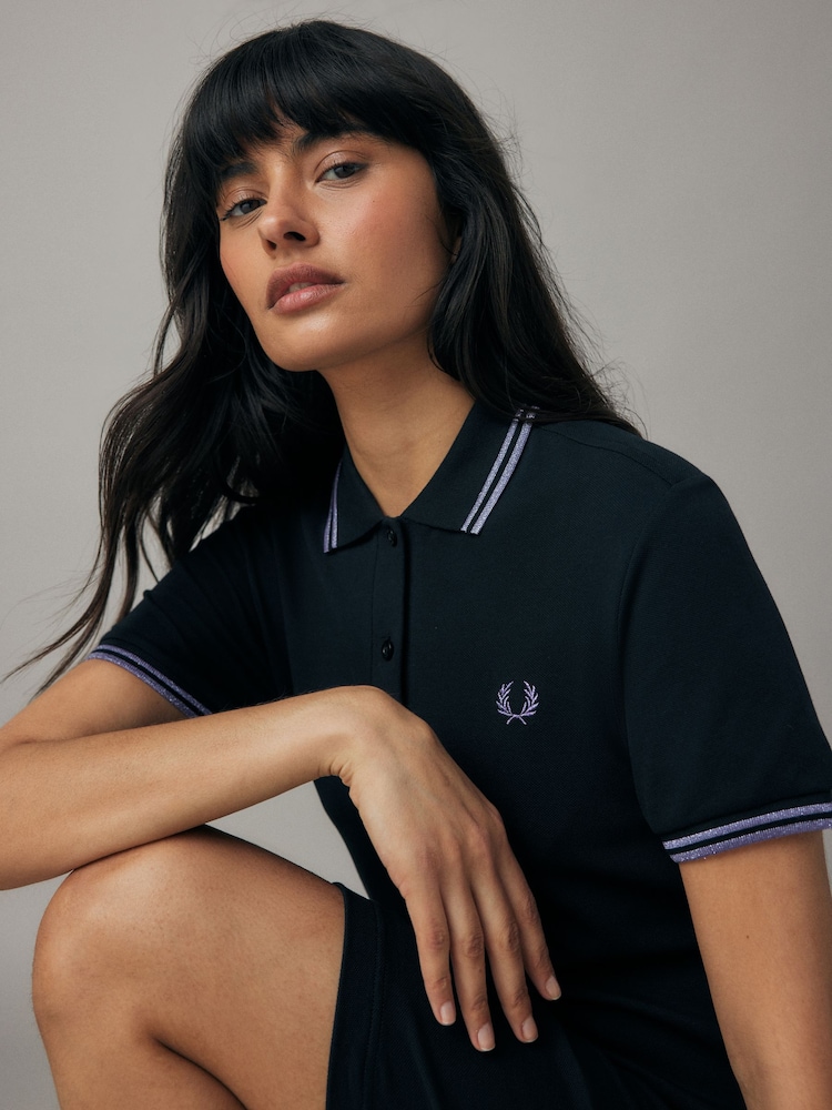 Bleumarin/Violet - Fred Perry Twin Tipped Polo Negru Rochie - Image 4 of 8