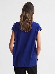 Reiss Blue Clara Wool Funnel Neck Sleeveless Jumper - Image 5 of 5