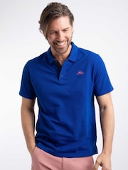 Weird Fish Dark Blue Miles Pique Cotton Polo Shirt - Image 1 of 7