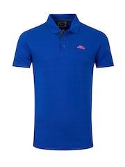 Weird Fish Dark Blue Miles Pique Cotton Polo Shirt - Image 6 of 7