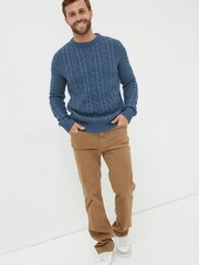 FatFace Blue Funtley Cable Crew Jumper - Image 3 of 5