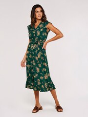 Apricot Green Multi Ditsy Floral Print Midi Dress - Image 1 of 4