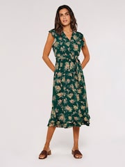 Apricot Green Multi Ditsy Floral Print Midi Dress - Image 3 of 4
