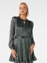 Forever New Green Stevie Godet Plisse Mini Dress - Image 1 of 1