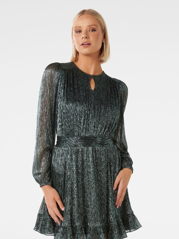 Forever New Green Stevie Godet Plisse Mini Dress - Image 1 of 1 Forever New Green Stevie Godet Plisse Mini Dress - Image 1 of 1