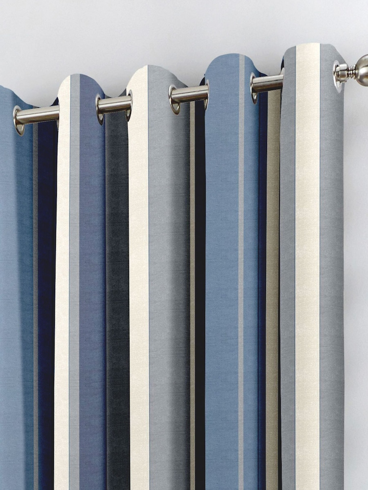Fusion Blue Whitworth Eyelet 100% Cotton Curtains - Image 2 of 3