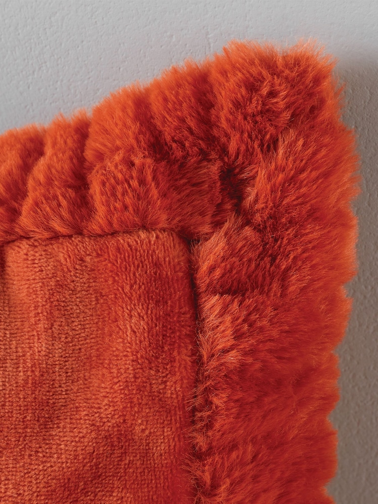 Buy Catherine Lansfield Orange Velvet and Faux Fur Soft Cosy