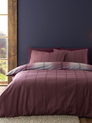 Catherine Lansfield Purple Brushed 100% Cotton Melrose Tweed Check Duvet Cover Set - Image 2 of 5