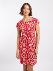 Weird Fish Red Tallahassee Printed Jersey Dress - Image 1 of 7