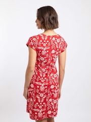 Weird Fish Red Tallahassee Printed Jersey Dress - Image 2 of 7