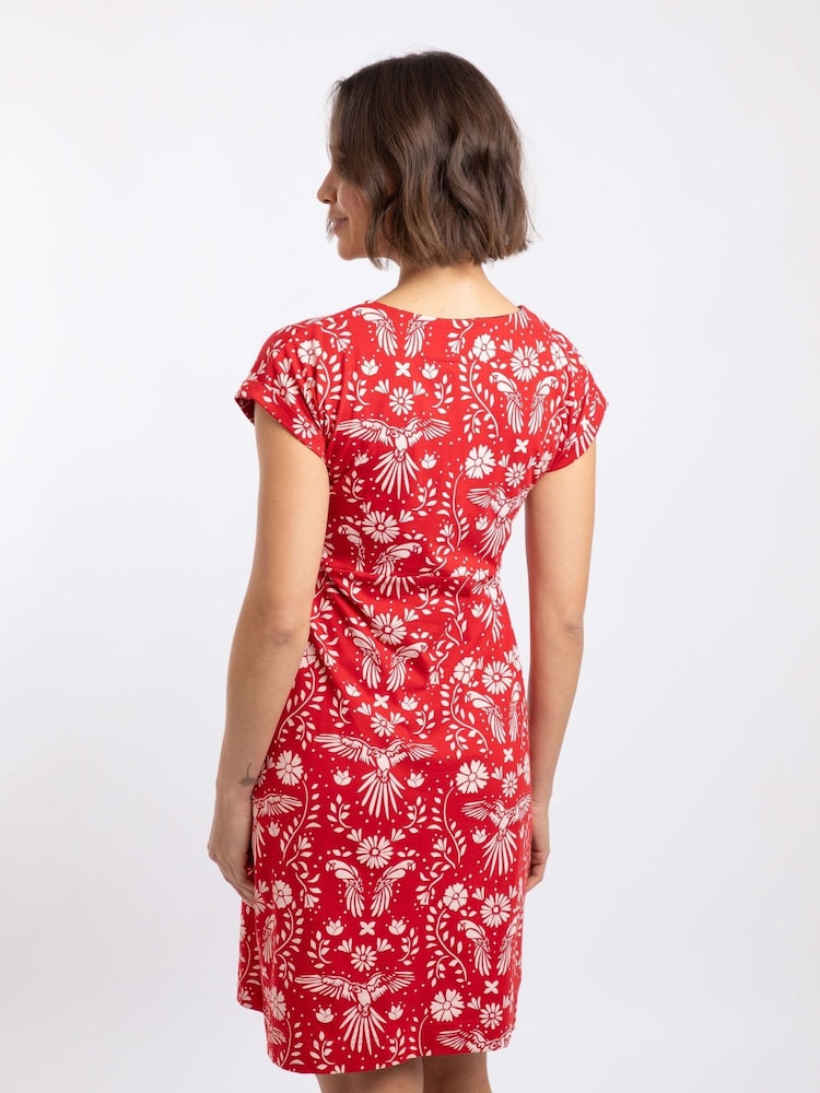 Weird Fish Red Tallahassee Printed Jersey Dress - Image 2 of 7