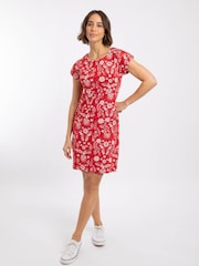Weird Fish Red Tallahassee Printed Jersey Dress - Image 3 of 7