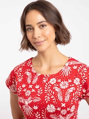 Weird Fish Red Tallahassee Printed Jersey Dress - Image 4 of 7