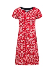 Weird Fish Red Tallahassee Printed Jersey Dress - Image 6 of 7