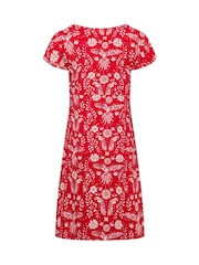 Weird Fish Red Tallahassee Printed Jersey Dress - Image 7 of 7