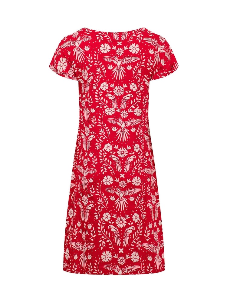 Weird Fish Red Tallahassee Printed Jersey Dress - Image 7 of 7