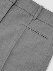 Reiss Grey Rosaria Woven Pintuck-Detail Flared Trousers - Image 8 of 8