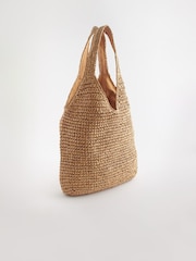 Neutral Straw Shopper Bag - Image 4 of 8