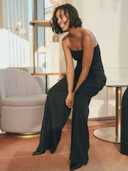 Black Rochelle Humes Pleated Wide Leg Trousers - Image 3 of 8