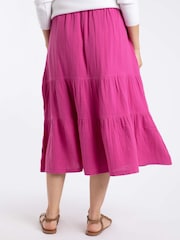Weird Fish Pink Lathika Double Cloth Tiered Midi Skirt - Image 2 of 5