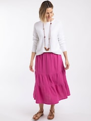 Weird Fish Pink Lathika Double Cloth Tiered Midi Skirt - Image 3 of 5