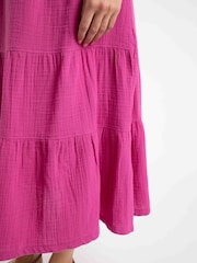 Weird Fish Pink Lathika Double Cloth Tiered Midi Skirt - Image 4 of 5