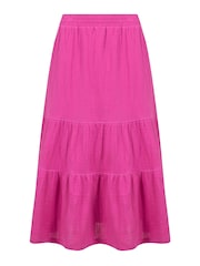 Weird Fish Pink Lathika Double Cloth Tiered Midi Skirt - Image 5 of 5