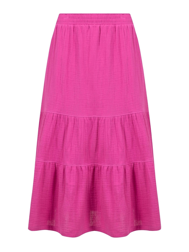 Weird Fish Pink Lathika Double Cloth Tiered Midi Skirt - Image 5 of 5