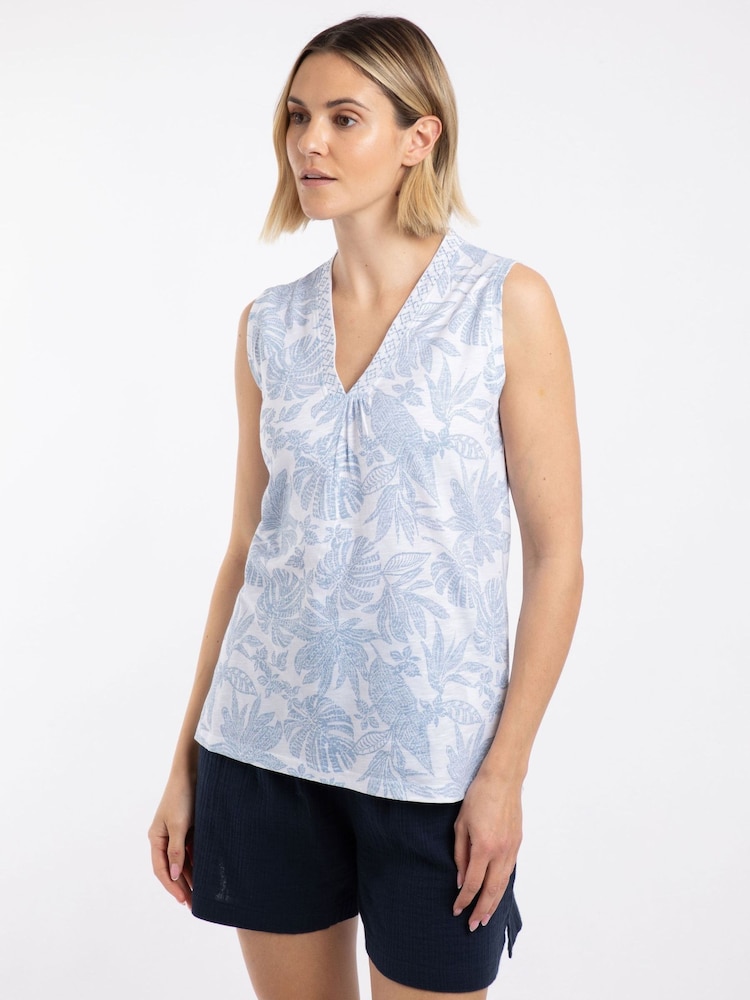 Weird Fish Blue Nonno Printed Jersey Vest - Image 1 of 6