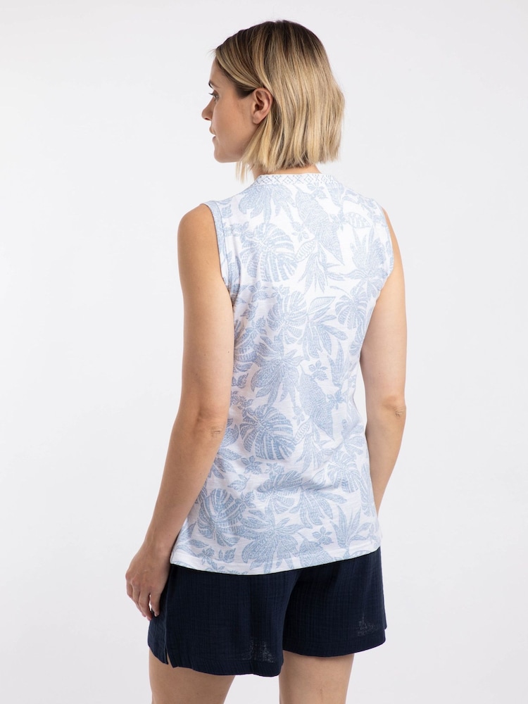 Weird Fish Blue Nonno Printed Jersey Vest - Image 2 of 6