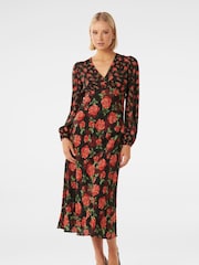 Forever New Red/Black Carlina Mixed Print Midi Dress - Image 1 of 4