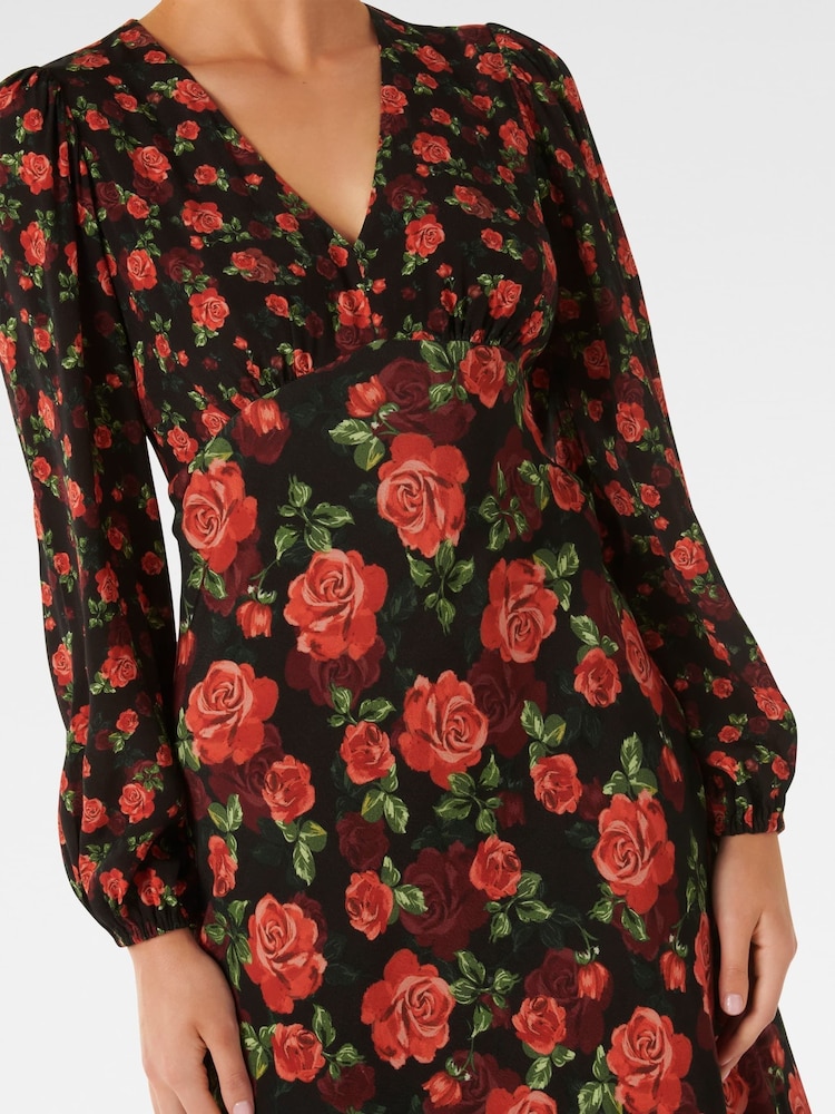 Forever New Red/Black Carlina Mixed Print Midi Dress - Image 4 of 4