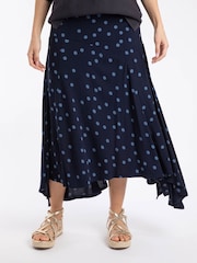 Weird Fish Blue Florino Printed Asymmetric Slit Skirt - Image 2 of 5